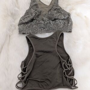 Lovesick Olive Green Lace Bralette and Tank Set Size 000